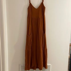 Zara spaghetti strap midi dress with pockets